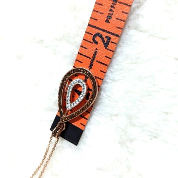 NWT Rose Gold Plated over Sterling Silver Swarovski Crystal Teardrop Necklace - Picture 6 of 15